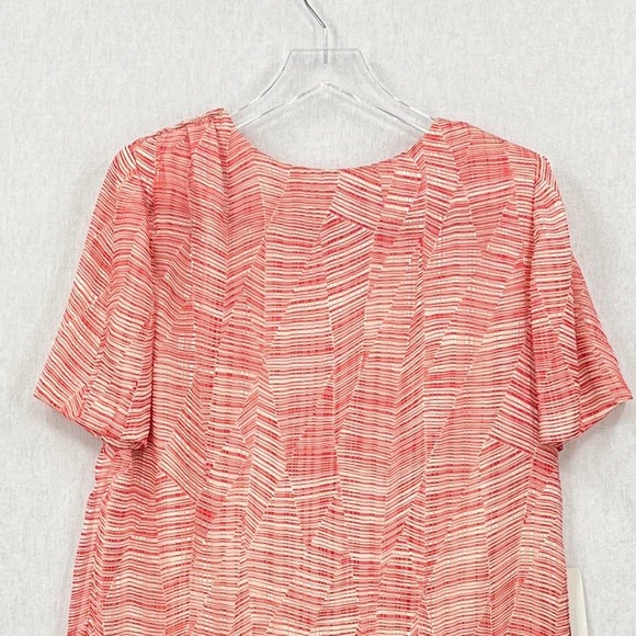 CARLISLE Vintage Shirt Womens 10 Red Cream Silk Short Sleeve Round Neck top - Picture 4 of 15